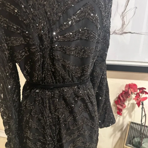 NEW Black Sequin Long Sleeve Dress - Picture 5 of 9